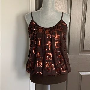 NWT Poema Small brown sequin tank